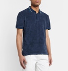 Orlebar Brown - Sawyer Contrast-Tipped Cotton-Terry Polo Shirt - Blue