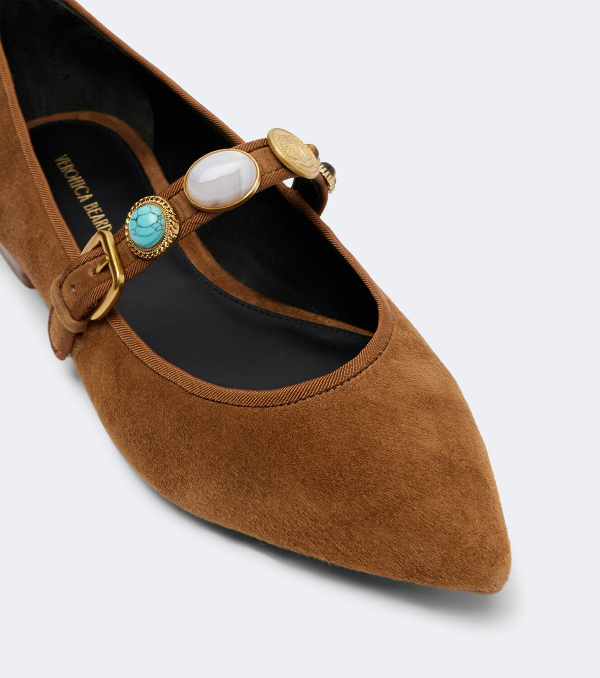 Veronica Beard Embellished suede Mary Jane flats