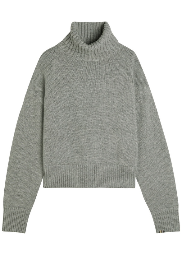 Photo: Extreme Cashmere N°434 Crop Xtra Roll-neck Cashmere Jumper - Grey - One Size