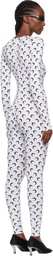 Marine Serre White Recycled Jersey Moon Catsuit