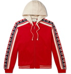 Gucci - Webbing-Trimmed Tech-Jersey Zip-Up Hoodie - Red