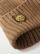 Maison Kitsuné - Logo-Appliquéd Ribbed Wool Beanie