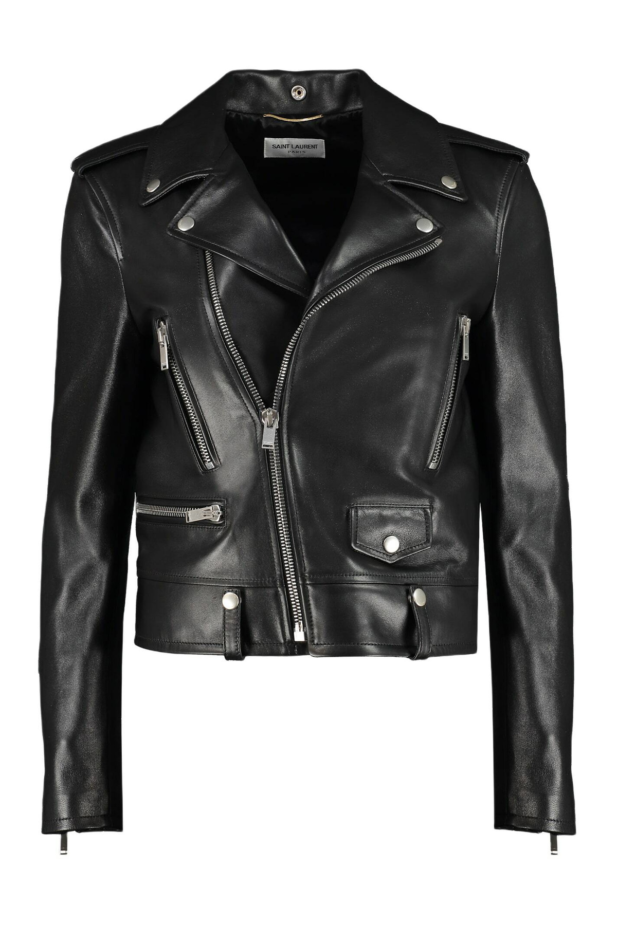 Saint Laurent Women's Black Vintage-Inspired Leather Jacket
