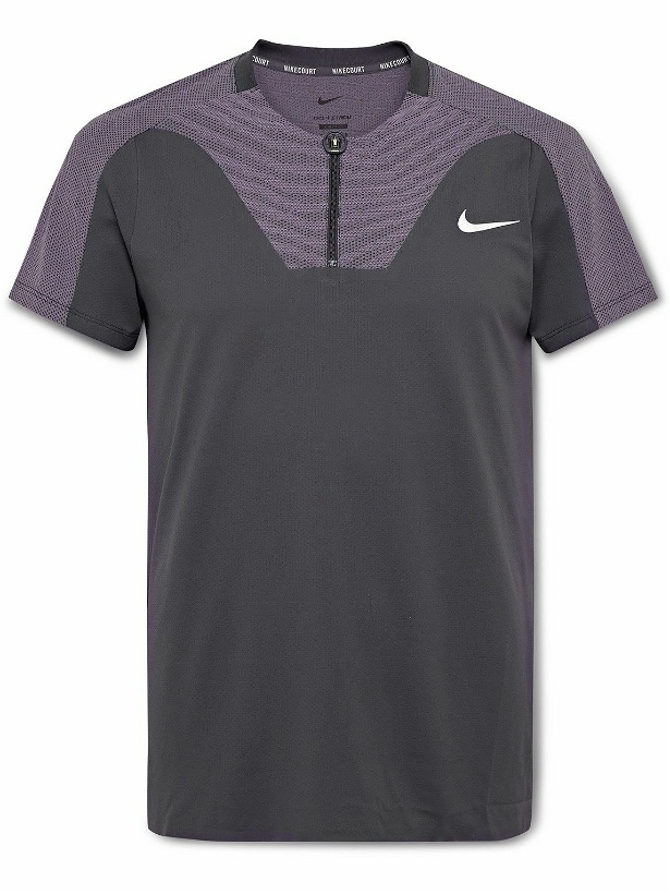 Photo: Nike Tennis - NikeCourt Slam Perforated Dri-FIT ADV Polo Shirt - Gray