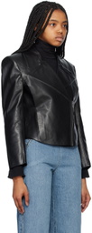 Victoria Beckham Black Bonded Leather Jacket