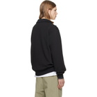 BOSS Black Zipper Neck Structured Cotton Sweatshirt