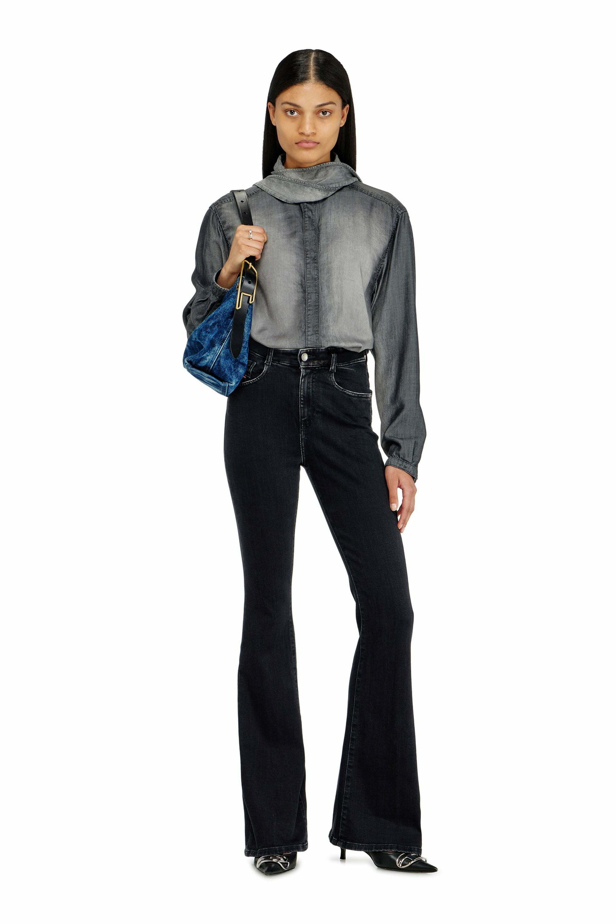 Diesel D-Line-Denim shoulder bag - Shoulder Bags Womens in Blue