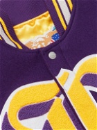 Jeff Hamilton - Lakers Appliquéd Felt and Leather Bomber Jacket - Purple
