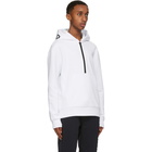 Moncler White Half Zip Logo Hoodie