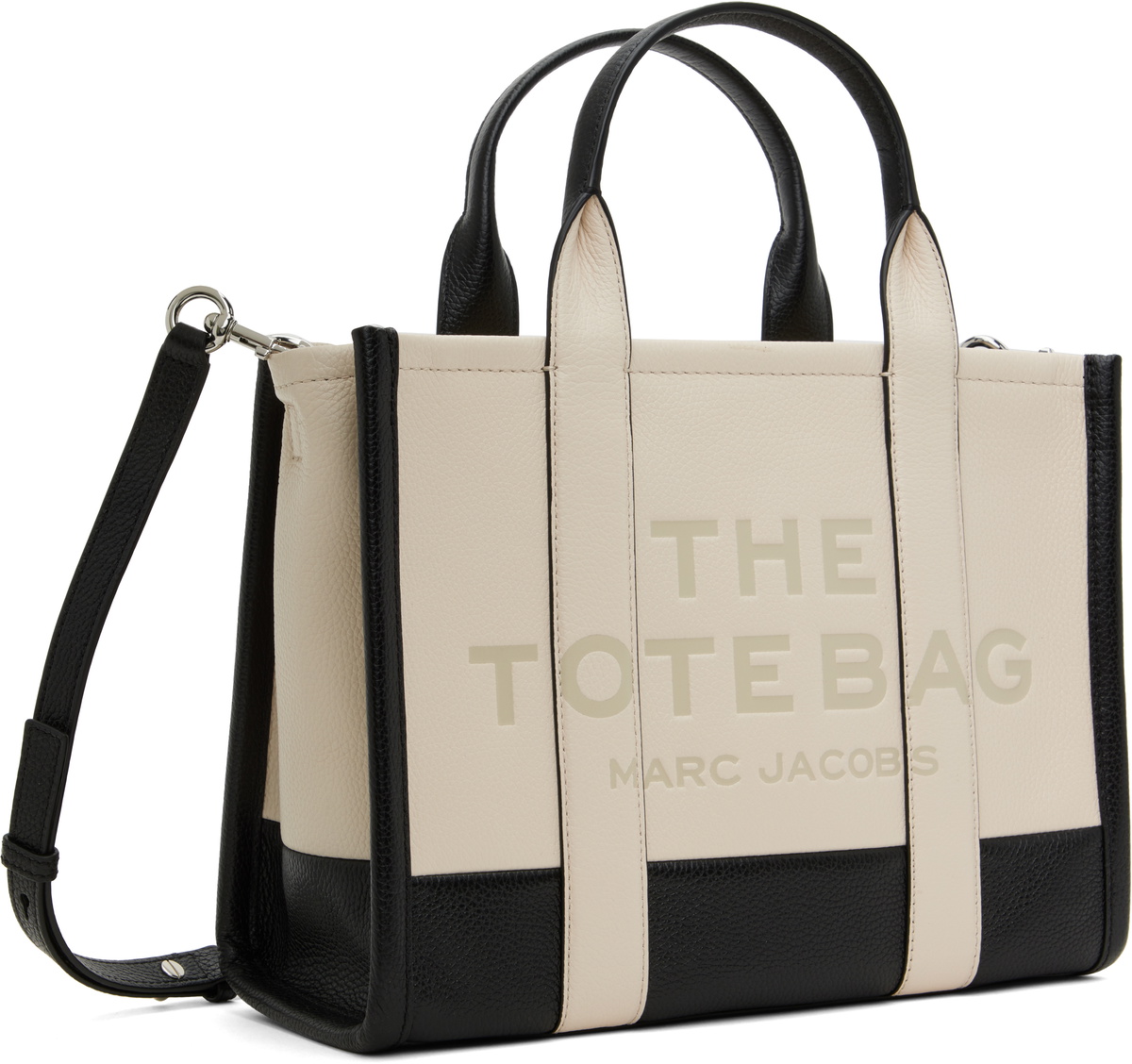 Marc Jacobs Off-White & Black 'The Leather Medium' Tote Marc