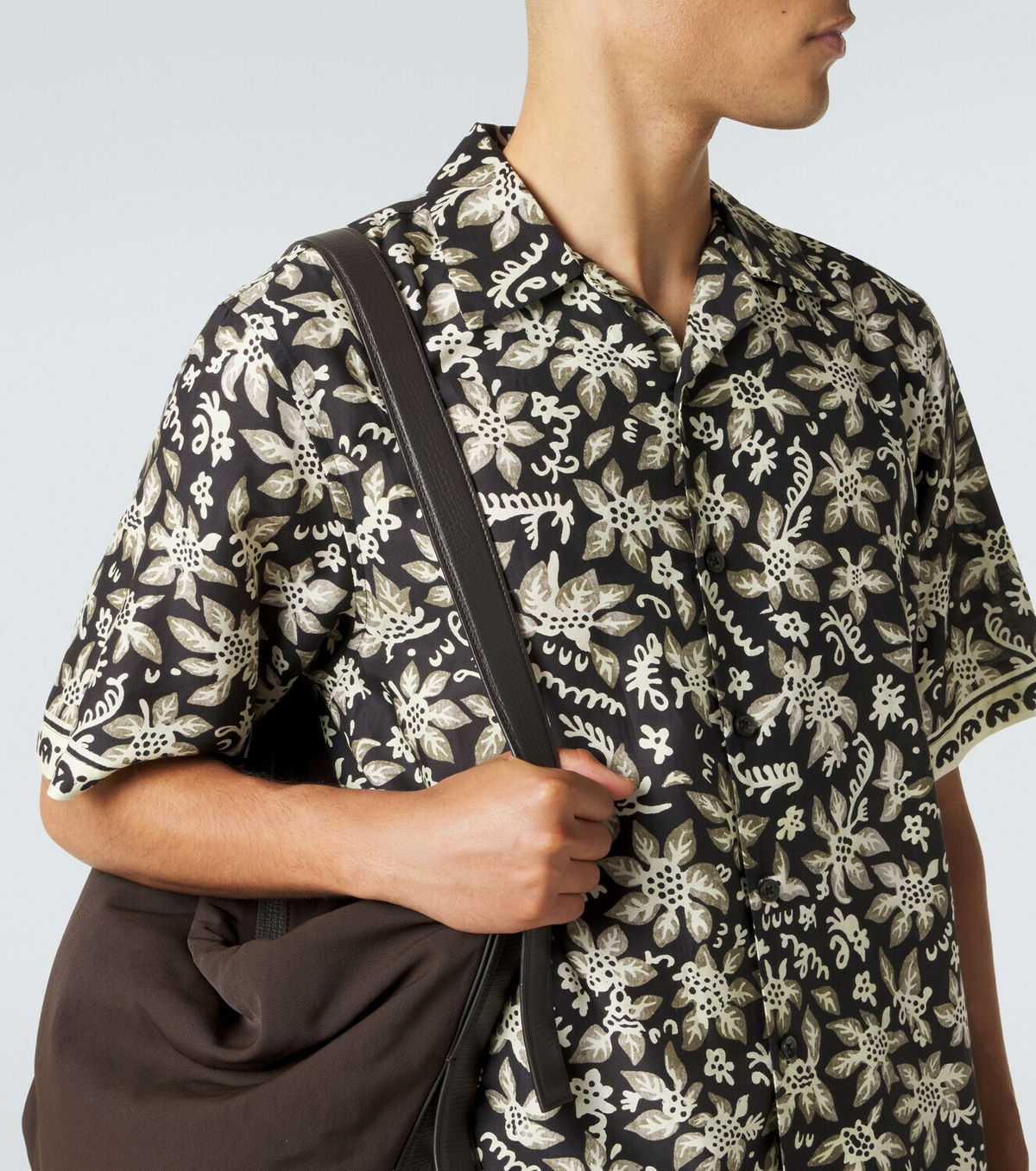 Commas Printed cotton and silk bowling shirt