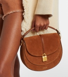 DeMellier Siena leather-trimmed suede crossbody bag