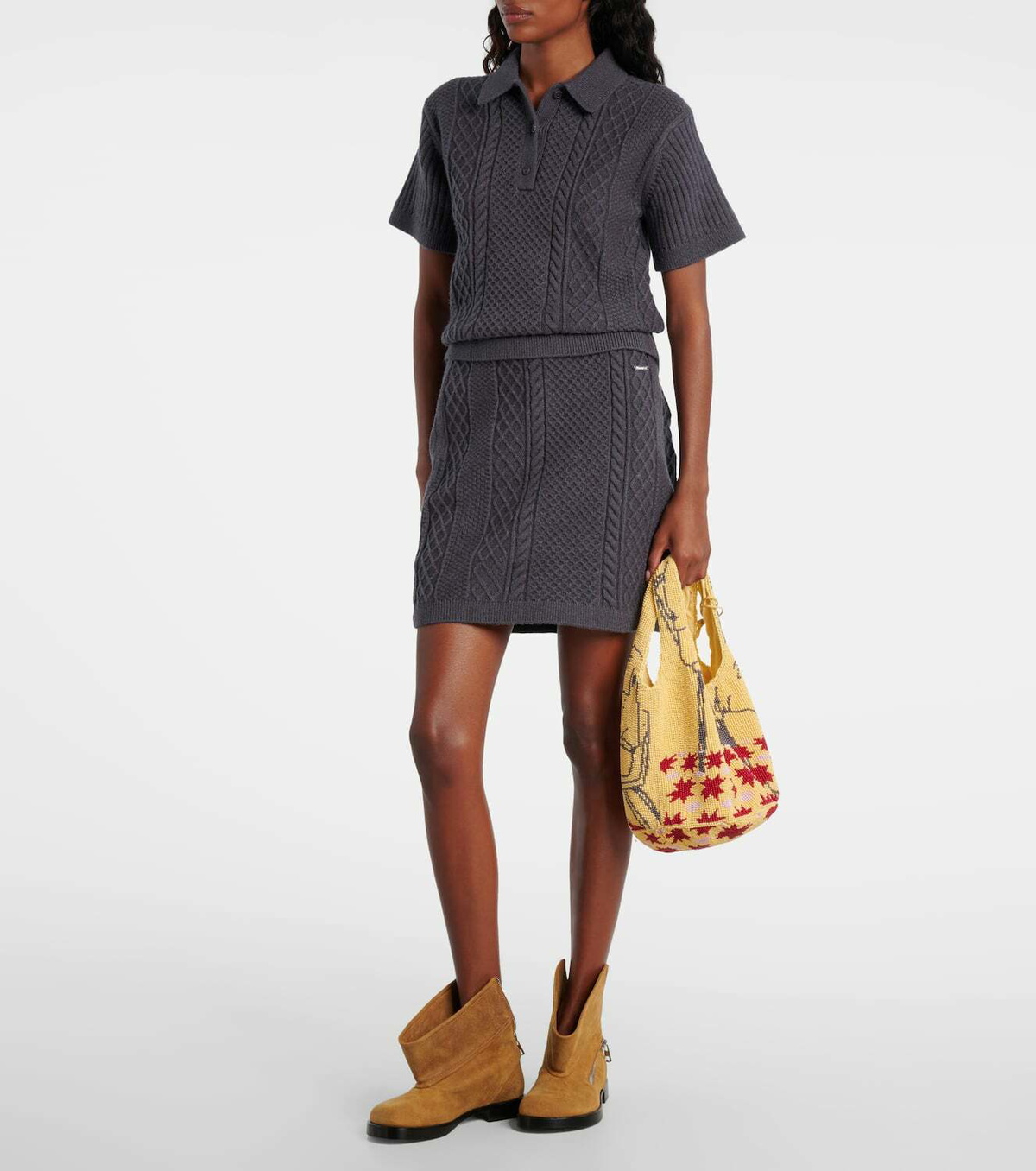 JW Anderson Cable-knit wool and cotton-blend miniskirt