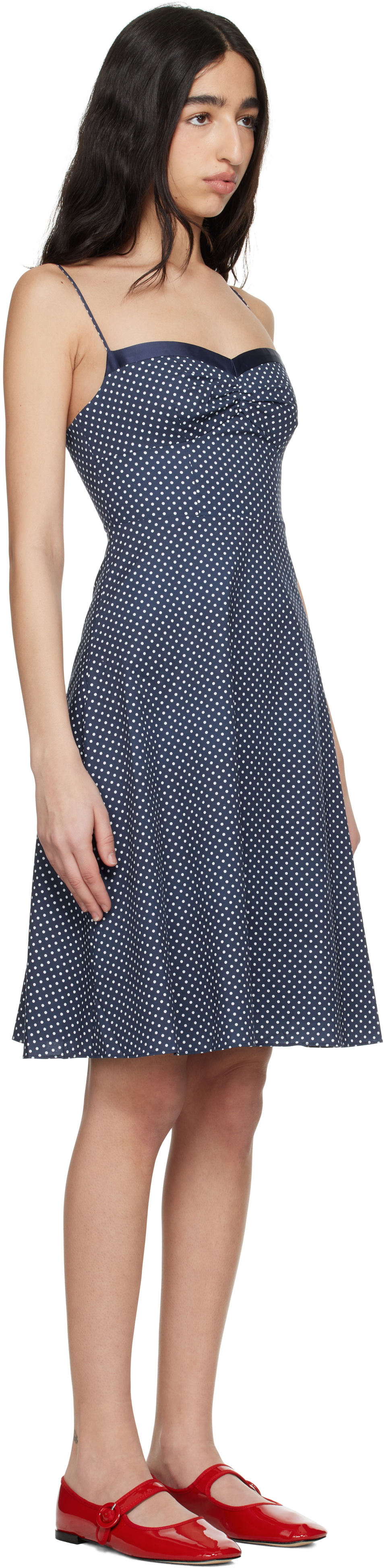 GUIZIO Navy Margaux Midi Dress