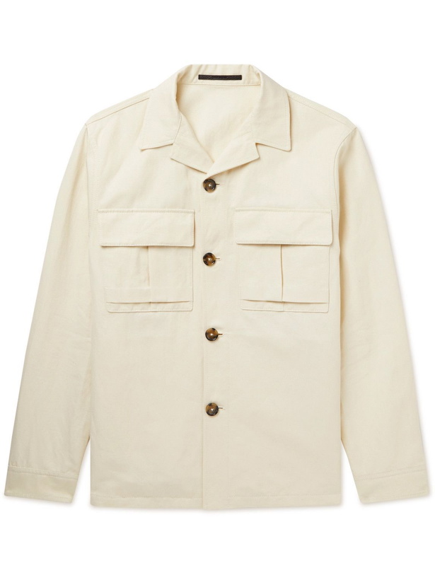 Photo: Loro Piana - Camp-Collar Cotton and Linen-Blend Canvas Overshirt - Neutrals