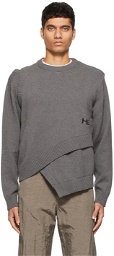 HELIOT EMIL Grey Paneled Knit Crewneck Sweater