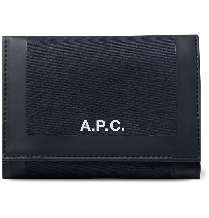 Photo: A.P.C. - Savile Logo-Print Tape-Trimmed Tech-Canvas Billfold Wallet - Blue