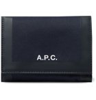A.P.C. - Savile Logo-Print Tape-Trimmed Tech-Canvas Billfold Wallet - Blue