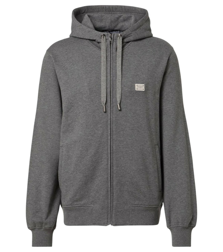 Photo: Dolce&Gabbana Logo cotton jersey zip-up hoodie