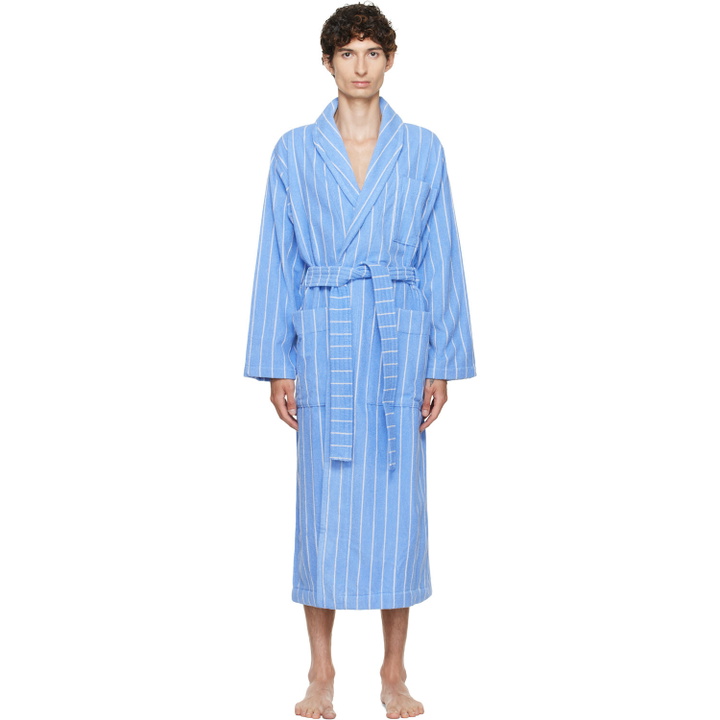 Photo: Tekla Blue & White Terry Classic Bathrobe