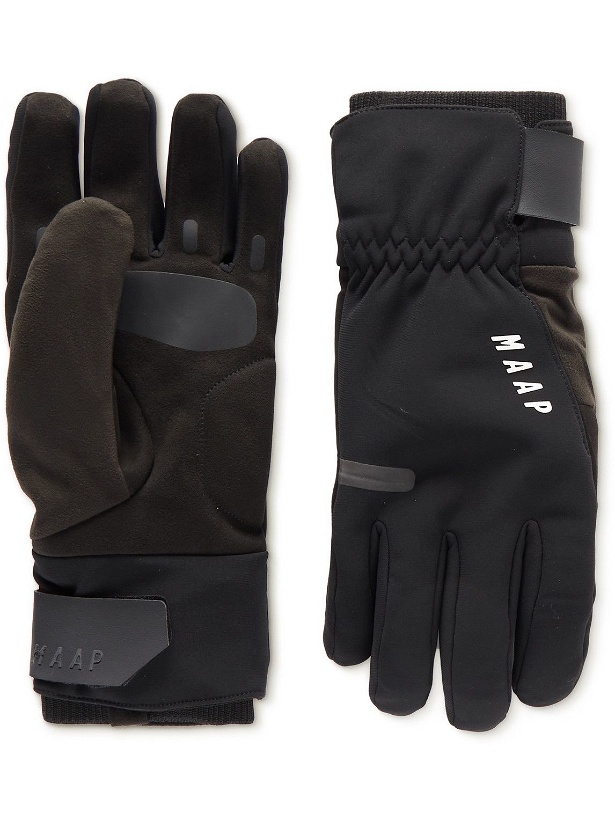 Photo: MAAP - Apex Deep Logo-Print Shell and Fleece Cycling Gloves - Black
