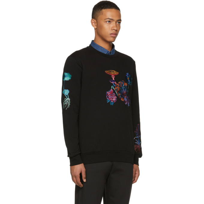 Paul Smith Black All Over Floral Embroidery Sweatshirt Paul Smith