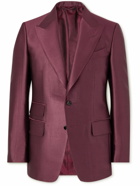 TOM FORD - Shelton Slim-Fit Wool and Silk-Blend Twill Tuxedo Jacket - Burgundy