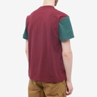JW Anderson Men's Anchor Patch Contrast Sleeve T-Shirt in Burgundy/Green