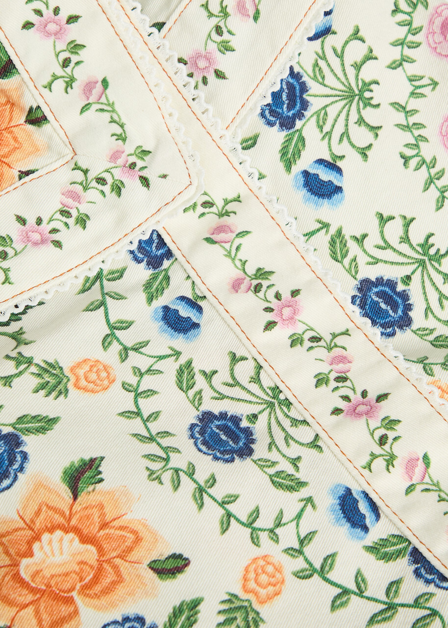 Farm Rio Folk Floral-print Cotton Mini Skirt Multicoloured
