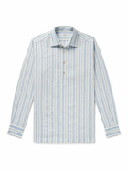 Kiton - Miami Striped Half-Placket Linen-Blend Shirt - Blue