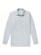 Kiton - Miami Striped Half-Placket Linen-Blend Shirt - Blue