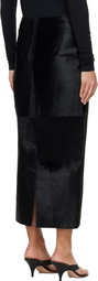 Nour Hammour Black Elisse Long Pencil Ponyhair Skirt