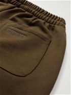VETEMENTS - Tapered Logo-Flocked Cotton-Blend Jersey Sweatpants - Brown