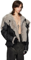 Rick Owens Black Porterville Cropped Alice Shearling Parka