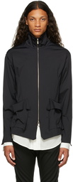 Sulvam Black Over-Lapping Zip-Up Sweatshirt