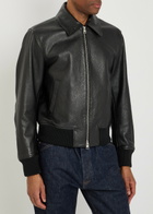Ami Paris Adc Grained Leather Bomber Jacket Black