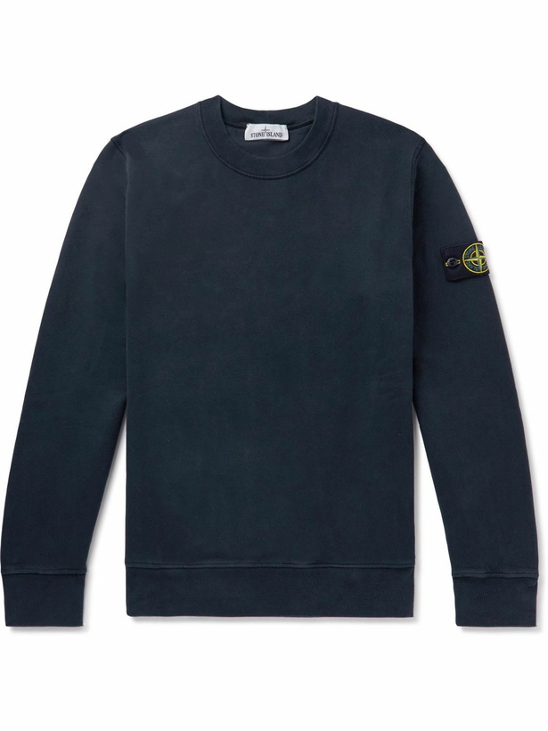 Photo: Stone Island - Logo-Appliquéd Cotton-Jersey Sweatshirt - Blue