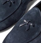 Rubinacci - Marphy Leather-Trimmed Suede Tasselled Loafers - Blue