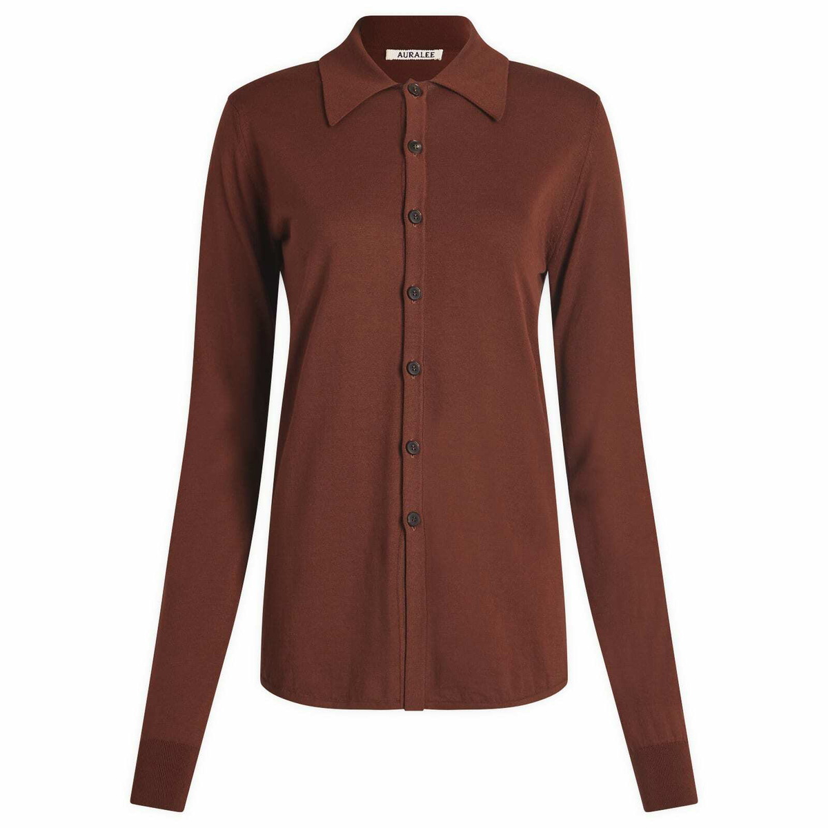 AURALEE Taupe Wool & Silk Sheer Shirt Auralee