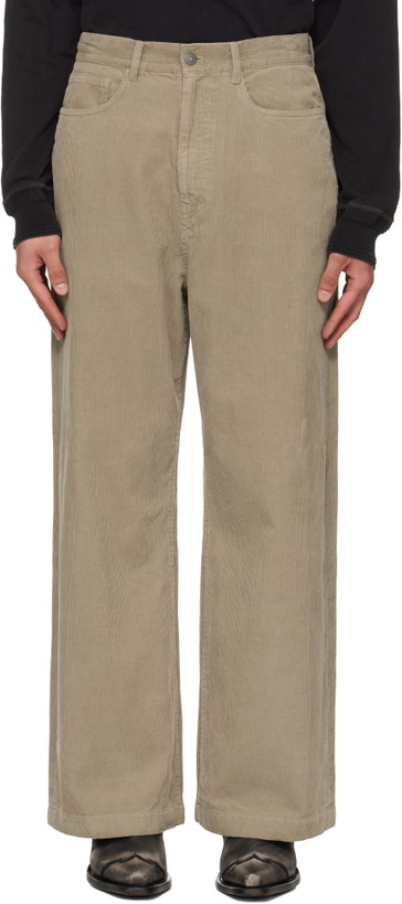 Photo: TONYWACK Beige Washed Corduroy Wide-Leg Trousers