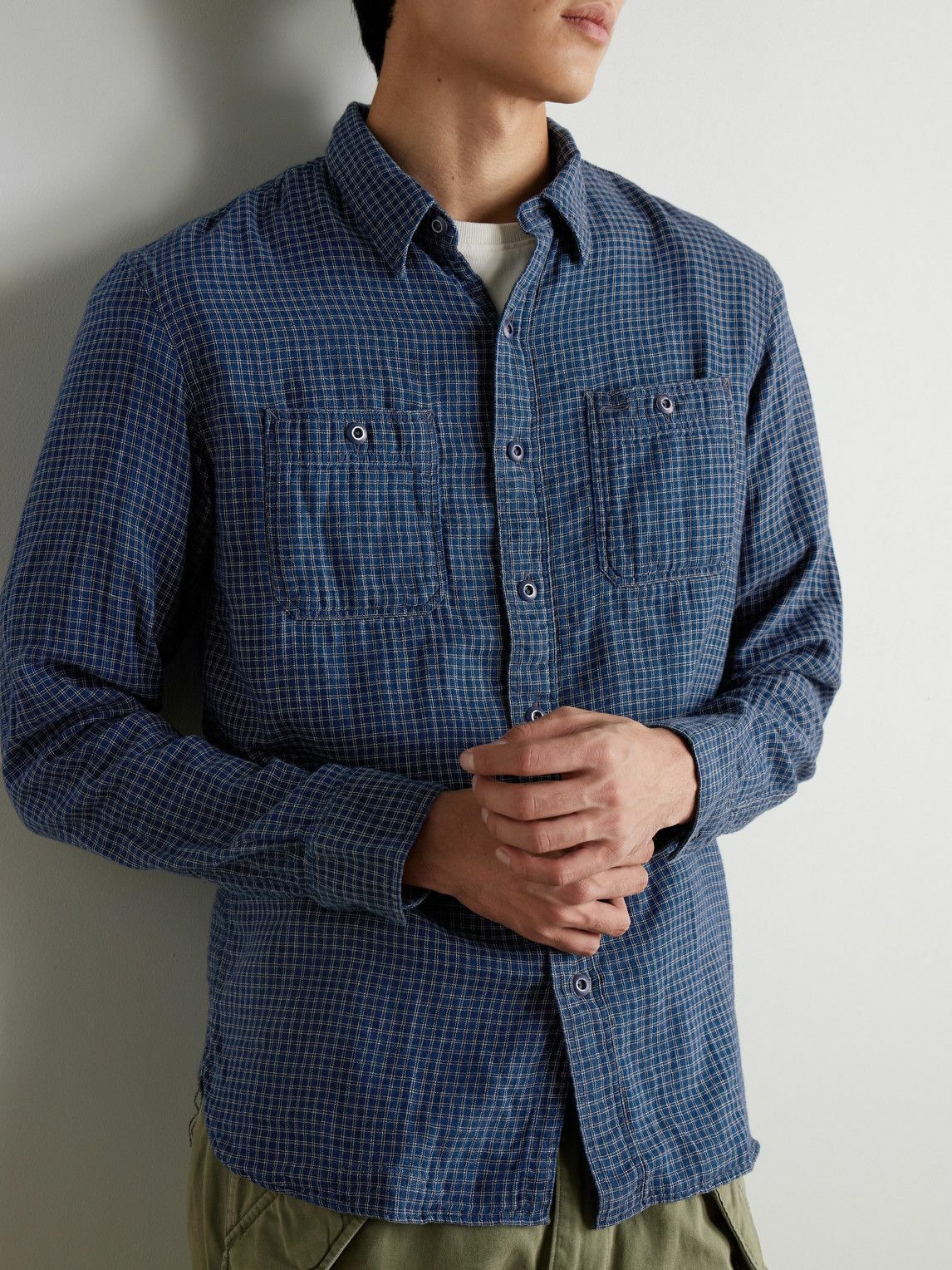 RRL - Harvest Checked Cotton Shirt - Blue RRL