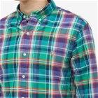 Polo Ralph Lauren Men's Check Oxford Button Down Shirt in Green/Purple Multi