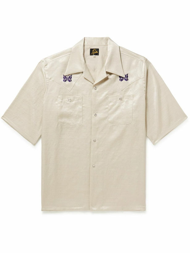 Photo: Needles - Convertible-Collar Embroidered Sateen Shirt - Neutrals
