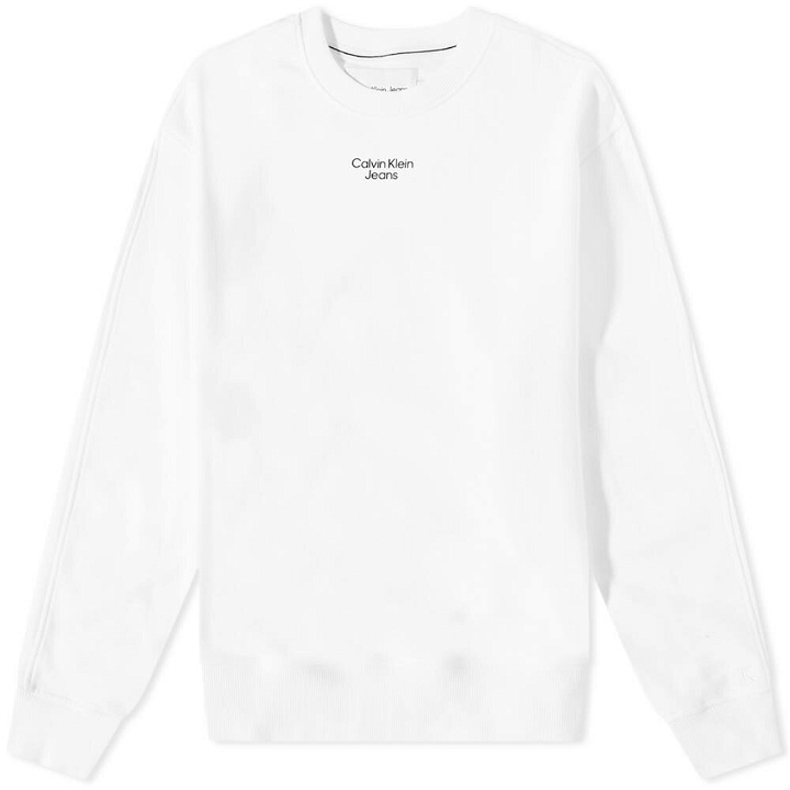 Photo: Calvin Klein Men's Stacked Logo Crew Sweat in Bright White