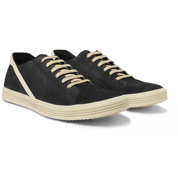 Photo: Rick Owens - Geothrasher Leather-Trimmed Suede Sneakers - Men - Black