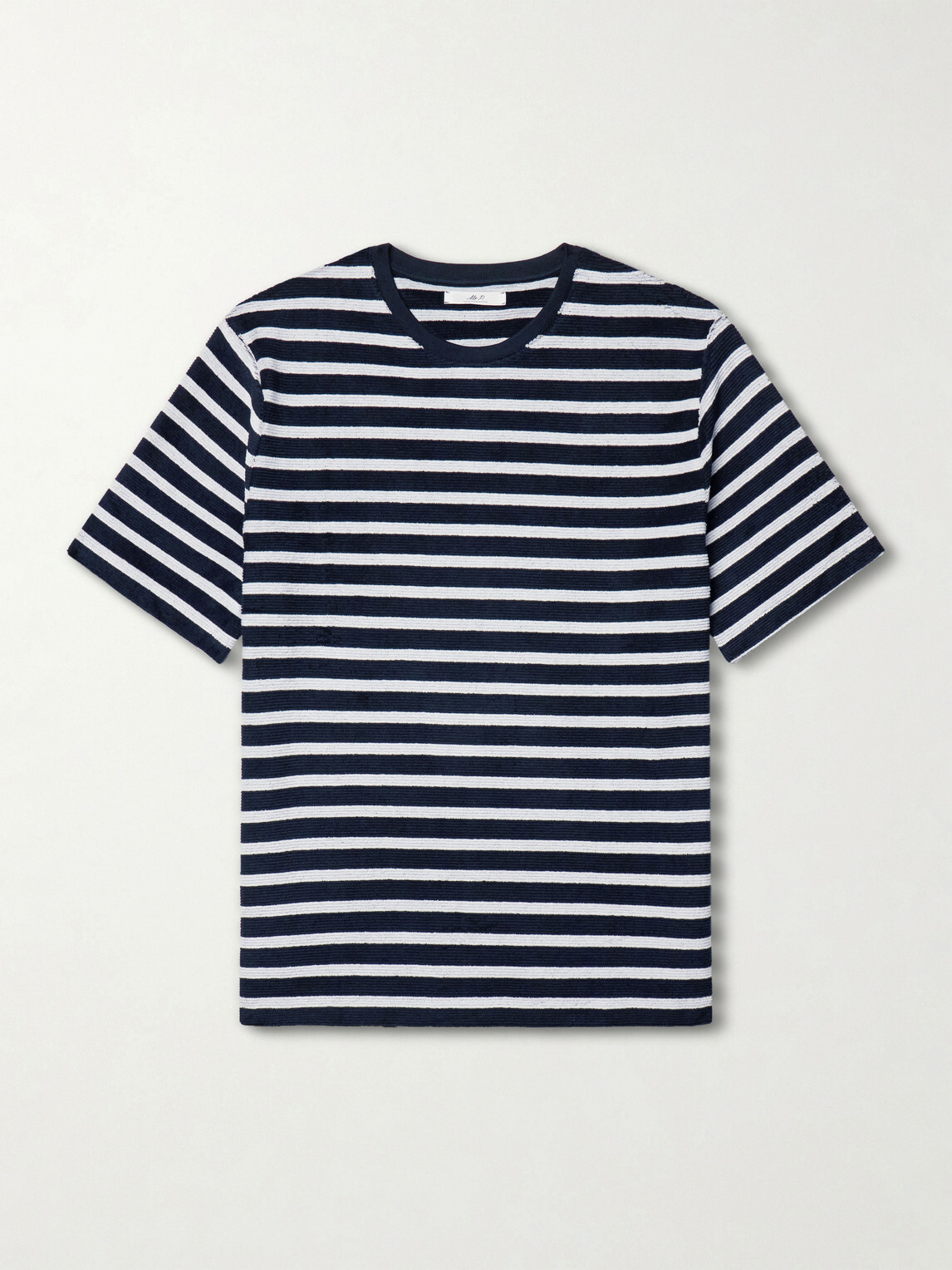 Mr P. - Striped Cotton Terry T-shirt - Blue