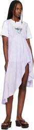 Collina Strada Purple Lilac Floral Scribble Tulip Midi Dress