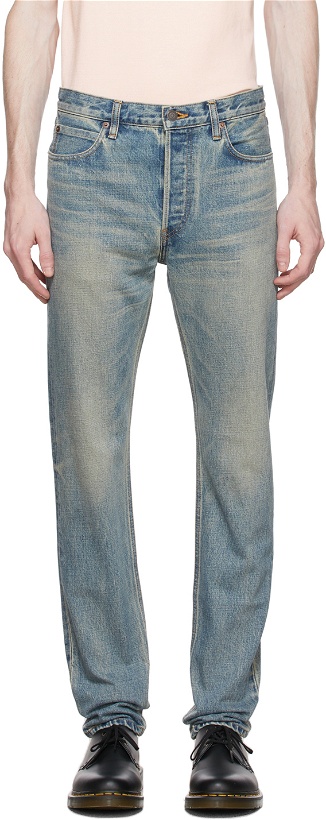 Photo: SEEKINGS Indigo Washed Slim-Fit Jeans