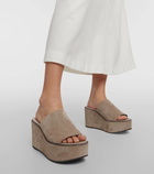 Brunello Cucinelli Suede platform slides