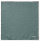 Brioni - Contrast-Tipped Mélange Silk-Twill Pocket Square - Green